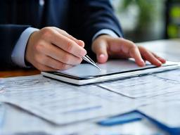 Bild: Ein professioneller Auditor prüft Fahrzeugdokumente mit einer Checkliste