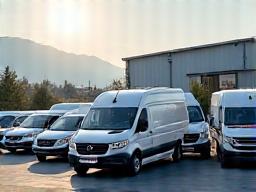 Bild: Eine Gruppe von LKWs und Autos mit Vignetten auf Windschutzscheiben