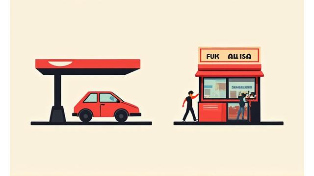Tankstelle und Trafik Symbole, die Verkaufsstellen für Klebevignetten darstellen